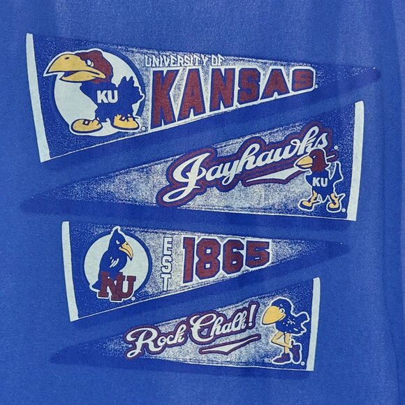 University of Kansas Jayhawks Rock Chalk Mens Blue 2XL Long Sleeve Tee - Picture 2 of 7